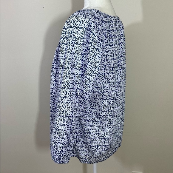 J. Crew sz med top, tunic boho style. Blue stripe Tie at the neckline. - Picture 10 of 13